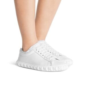Stuart Weitzman Rose Fringie Coverstory Sneakers White Satin Size 9